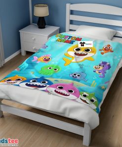 Baby Shark & Friends Poster Rainbow Text Blanket Fleece Customized Blanket