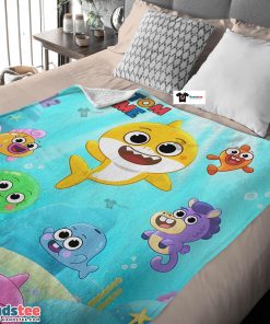 Baby Shark & Friends Poster Rainbow Text Blanket Fleece Customized Blanket