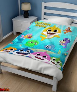 Baby Shark & Friends Poster Yellow Text Blanket Fleece Customized Blanket