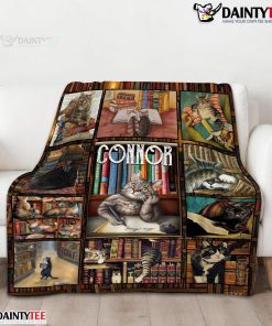 Book Reading Book Lover Cat Collage Blanket Fleece Customized Blanket