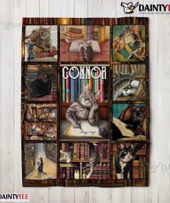 Book Reading Book Lover Cat Collage Blanket Fleece Customized Blanket