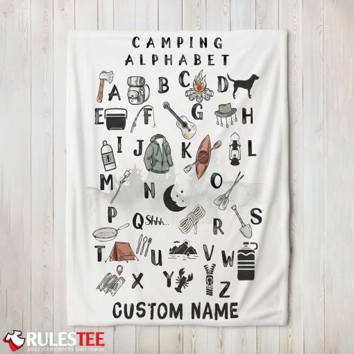 Camping Equipment Camping Alphabet Blanket Fleece Customized Blanket
