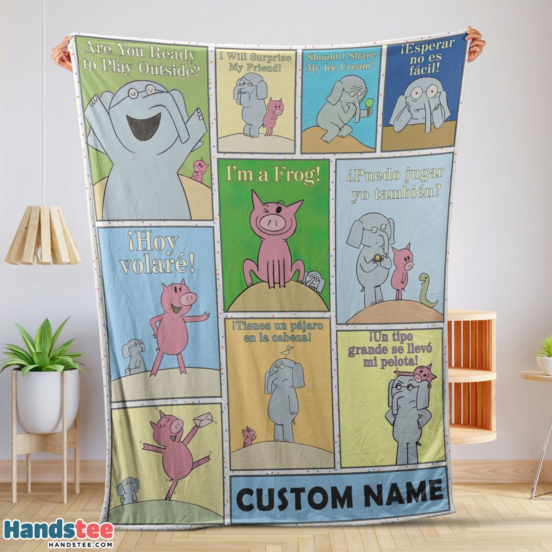 Cartoon Elephant & Piggie Blanket Fleece Customized Blanket