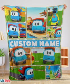 Cartoon Leo The Truck With Friends Blanket Fleece Throw Blanket Customize Blanket