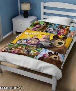 Cartoon Marsha And The Bear Family Cute Blanket Fleece Customized Blanket