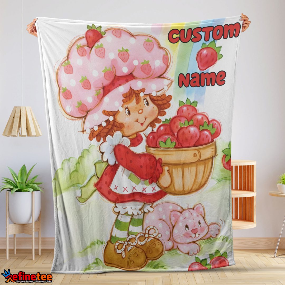Cartoon Strawberry Shortcake Blanket Customize Blanket