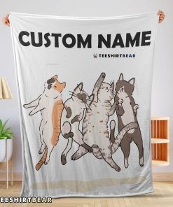 Cat Friends Laying Doodle Blanket Fleece Customized Blanket