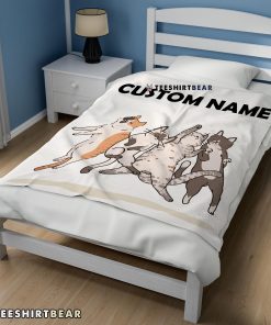 Cat Friends Laying Doodle Blanket Fleece Customized Blanket