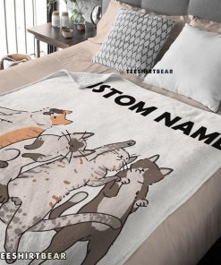 Cat Friends Laying Doodle Blanket Fleece Customized Blanket