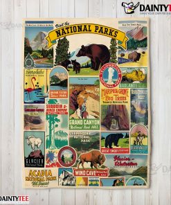 Cavallini Visit The National Parks Blanket Fleece Customized Blanket
