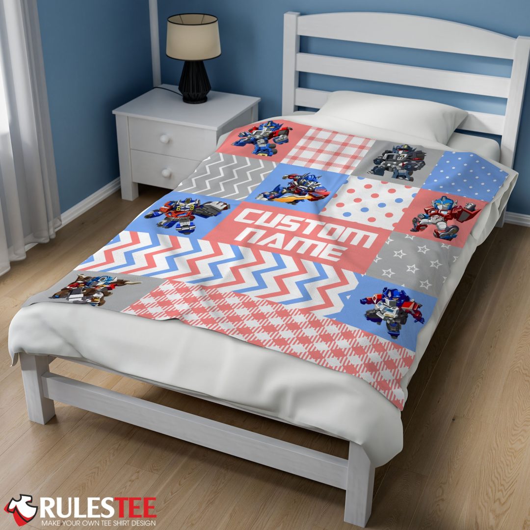 Chibi Optimus Prime Transformers Pattern Blanket Fleece Customized Blanket Chibi Optimus Prime Transformers Pattern Blanket Fleece Customized Blanket
