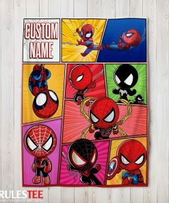 Chibi Spider Man Characters Collage Blanket Fleece Customized Blanket