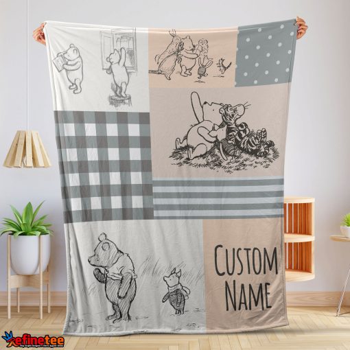 Classic Winnie The Pooh & Friends Sketch Blanket Fleece Customized Blanket