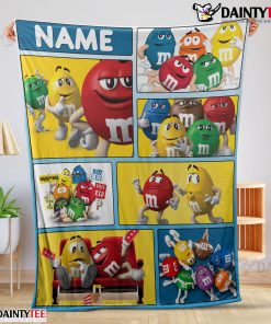 Colorful Candy M&M’s Character Collage Blanket Fleece Customized Blanket