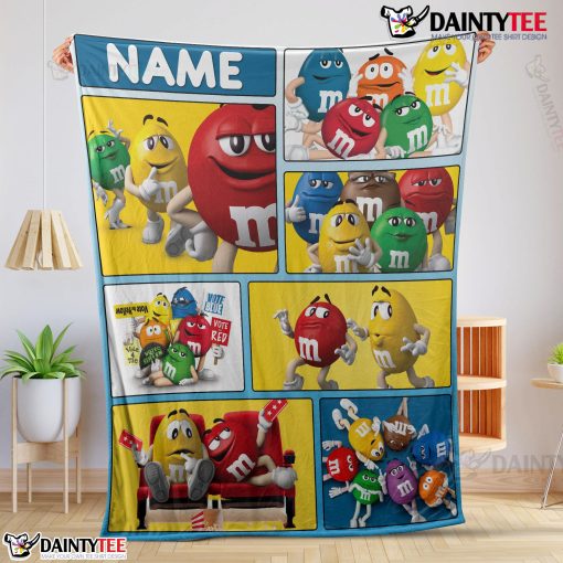 Colorful Candy M&M’s Character Collage Blanket Fleece Customized Blanket
