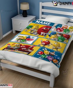 Colorful Candy M&M’s Character Collage Blanket Fleece Customized Blanket