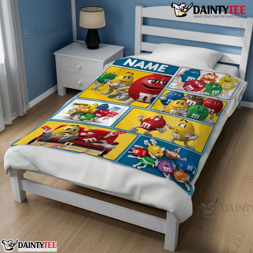 Colorful Candy M&M’s Character Collage Blanket Fleece Customized Blanket