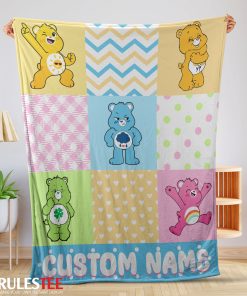 Colorful Care Bears Patchwork Blanket Fleece Customized Blanket