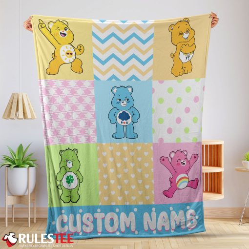 Colorful Care Bears Patchwork Blanket Fleece Customized Blanket