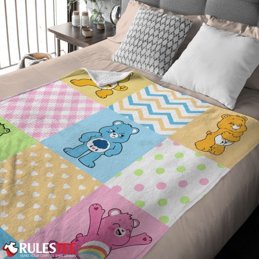 Colorful Care Bears Patchwork Blanket Fleece Customized Blanket