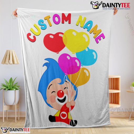 Colorful Plim Plim Cheerful Clown Balloons Blanket Fleece Customized Blanket