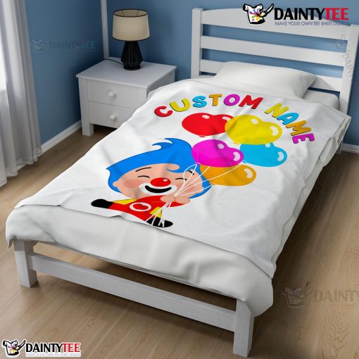 Colorful Plim Plim Cheerful Clown Balloons Blanket Fleece Customized Blanket