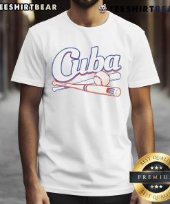 Alt Text: Cuba baseball fan wearing a Cuban flag t-shirt, showing team spirit and passion for Cuban sports culture.