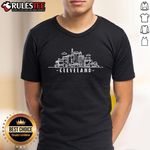 Cute Cleveland Ohio skyline t-shirt featuring a vibrant design of the city's iconic skyline and landmarks.