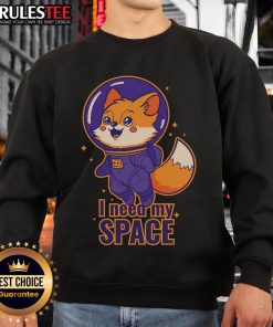 Cute Cosmic Fox I Need My Space Sweatshirt featuring a whimsical fox design and vibrant cosmic colors.