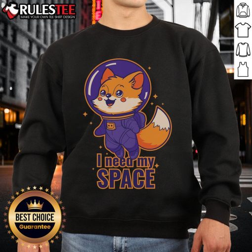 Cute Cosmic Fox I Need My Space Sweatshirt featuring a whimsical fox design and vibrant cosmic colors.