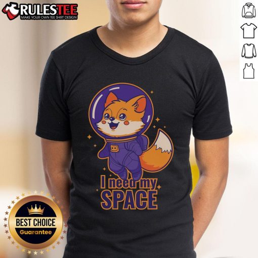Alt Text: Cute Cosmic Fox I Need My Space T-Shirt featuring a whimsical fox design with stars and galaxies. Perfect for space lovers!