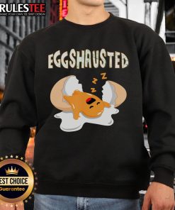 Alt Text: Cute Fried Egg sweatshirt featuring a sleepy egg after Easter egg hunts, perfect for egg lovers and festive apparel.