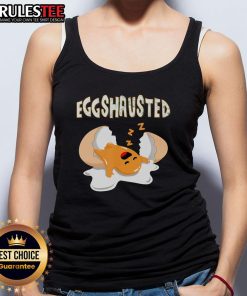 Cute fried egg sleeping in a tank top after Easter egg hunts, perfect for egg lovers and festive fun.