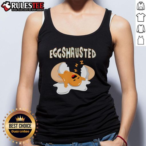 Cute fried egg sleeping in a tank top after Easter egg hunts, perfect for egg lovers and festive fun.