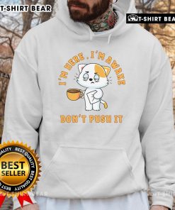Adorable cat in a coffee hoodie, wide awake with a playful expression, perfect for cat lovers and cozy fashion fans.