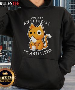 Cute 'I'm Not Antisocial I'm Antistupid' hoodie design in vibrant colors, perfect for casual wear and expressing humor.