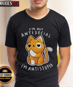 Alt Text: Cute I'm Not Antisocial I'm Antistupid T-Shirt design featuring playful typography on a casual tee.