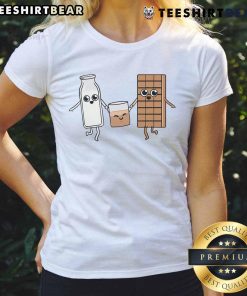 Adorable Kawaii chocolate milk graphic on a ladies tee, perfect for chocolate milk lovers and cute fashion enthusiasts.