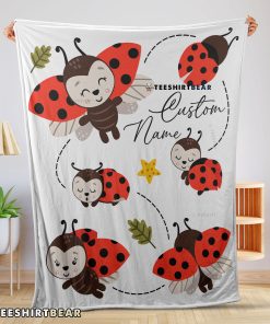 Cute Ladybug Cartoon Blanket Fleece Customized Blanket