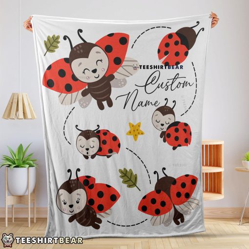 Cute Ladybug Cartoon Blanket Fleece Customized Blanket