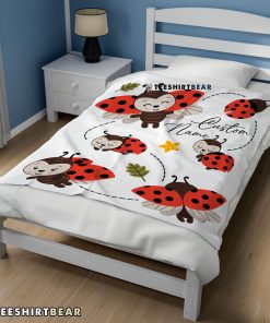 Cute Ladybug Cartoon Blanket Fleece Customized Blanket