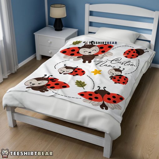 Cute Ladybug Cartoon Blanket Fleece Customized Blanket