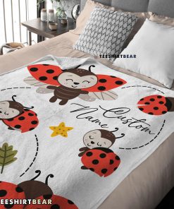 Cute Ladybug Cartoon Blanket Fleece Customized Blanket