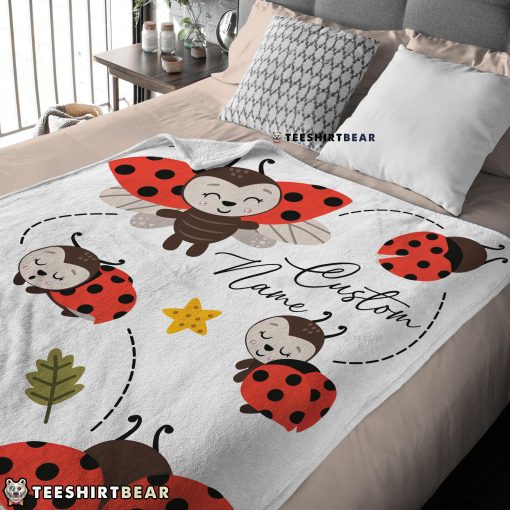 Cute Ladybug Cartoon Blanket Fleece Customized Blanket