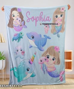 Cute Lovely Mermaid Blanket Fleece Customized Blanket