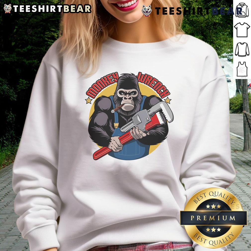 Cute Monkey Wrench Mechanic Grease Monkey Car Repair Technician Sweatshirt Alt Text: Adorable monkey wrench graphic on a mechanic sweatshirt, perfect for car repair technicians and grease monkey enthusiasts.