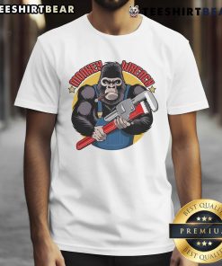 Adorable monkey wrench graphic on a mechanic t-shirt for car repair technicians, perfect for grease monkey enthusiasts.