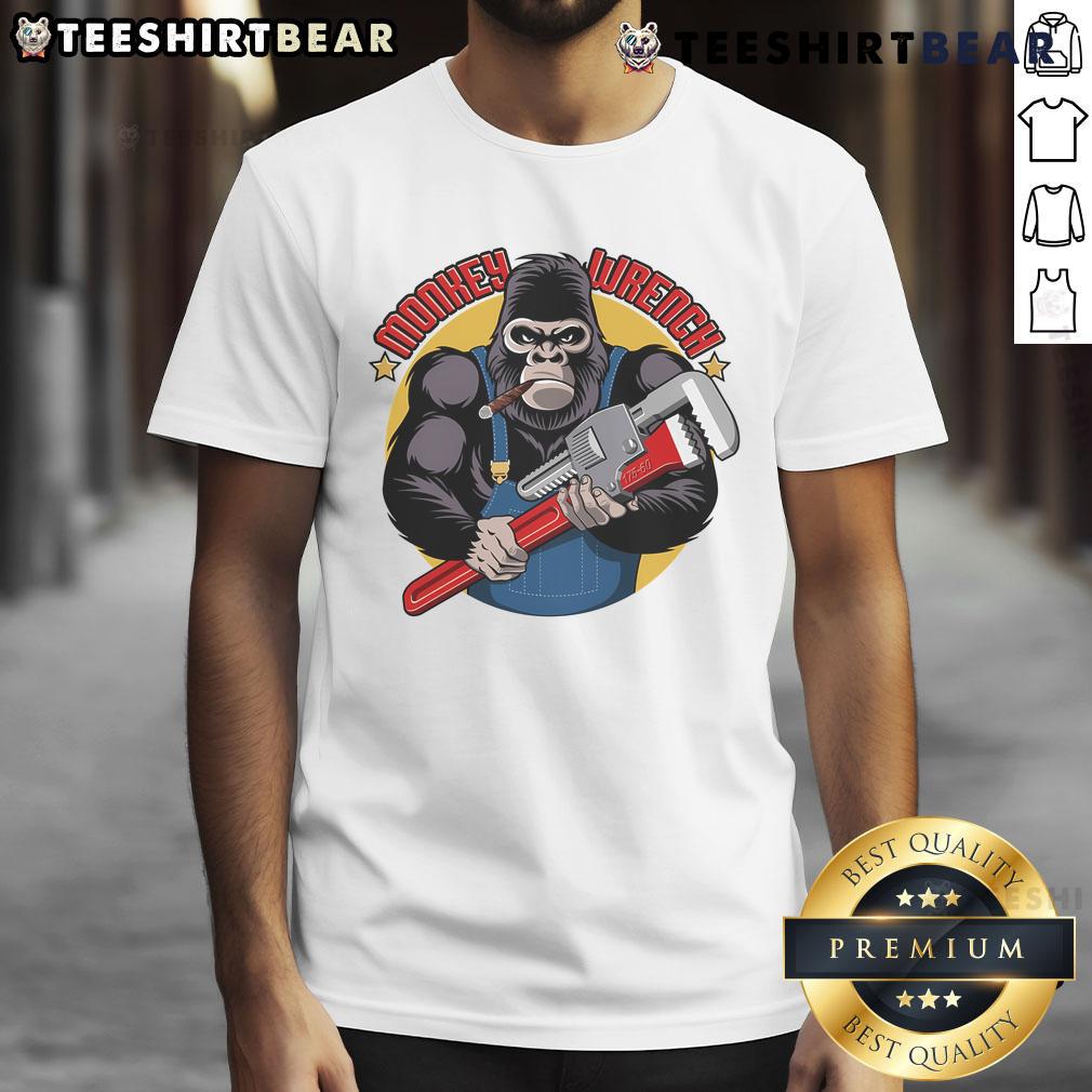 Cute Monkey Wrench Mechanic Grease Monkey Car Repair Technician T Shirt Adorable monkey wrench graphic on a mechanic t-shirt for car repair technicians, perfect for grease monkey enthusiasts.