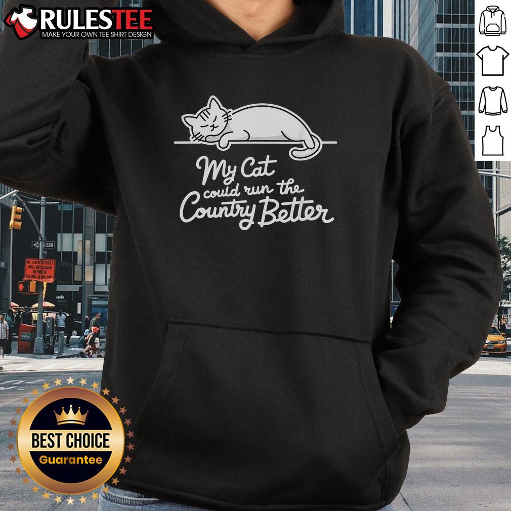 Cute My Cat Could Run The Country Better Funny Sleeping Cat Hoodie Funny sleeping cat hoodie featuring the phrase 'My cat could run the country better' with an adorable cat design.