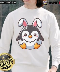 Cute penguin Easter bunny sweatshirt featuring an adorable design, perfect for spring celebrations and holiday festivities.